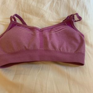 Athleta workout bra and lightweight sweatshirt